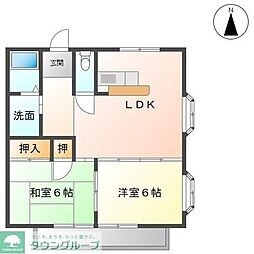 コーポドリームズA棟 2LDKの間取図画像