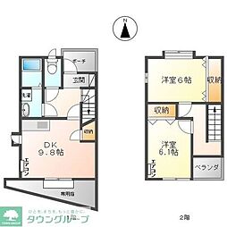 シャインパレス弐番館 2DKの間取図画像