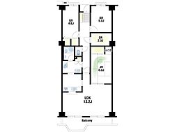 藤和コアティ高槻ハイタウンB棟 3LDKの間取図画像