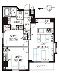 本所吾妻橋アムフラット 2LDKの間取図画像