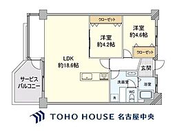 猪子石北住宅3号棟 2LDKの間取図画像