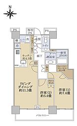 ベイクレストタワー 2LDKの間取図画像