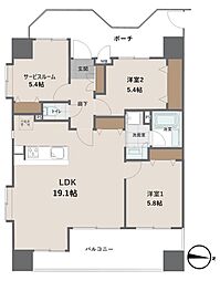 マイキャッスル門前仲町古石場ウエスト 2SLDKの間取図画像