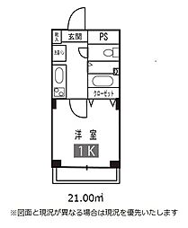 ドミールガーデンカシワ 1Kの間取図画像