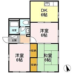 カトル・ヤマジュ 3DKの間取図画像