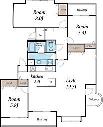 ジュネスあかね台 3LDKの間取図画像