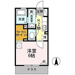 ハウス山吹林山 1Kの間取図画像