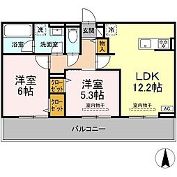 クレール林V 2LDKの間取図画像