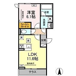 ブリューエン河原口0 1LDKの間取図画像