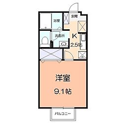 メゾン・ベルグ2 1Kの間取図画像