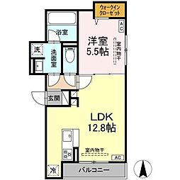 ブリューエン河原口0 1LDKの間取図画像