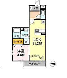 ドミール社家2 1LDKの間取図画像