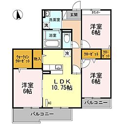カサブランカ 3LDKの間取図画像