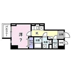 スアヴィス平塚八重咲 1Kの間取図画像