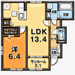 福知山市字長田アパート 1LDKの間取図画像