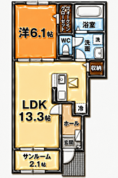 ベル・エクラ II 1LDKの間取図画像
