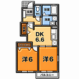 カーサヴェルデ 2DKの間取図画像