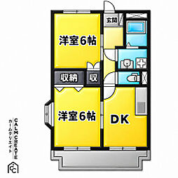 グランシャリオ氷上2番館 2DKの間取図画像