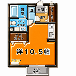 バーロハイツ ワンルームの間取図画像