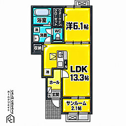 ベル・エクラ II 1LDKの間取図画像