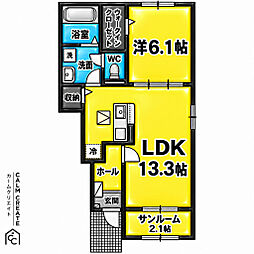 カーサ K スワンI 1LDKの間取図画像