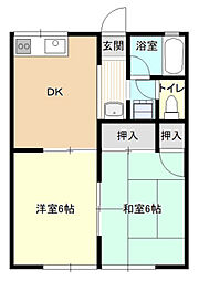 サンピア中川 2DKの間取図画像
