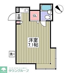 レオハイツ ワンルームの間取図画像