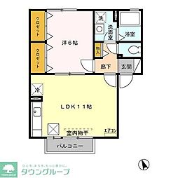 フォンティーヌD 1LDKの間取図画像