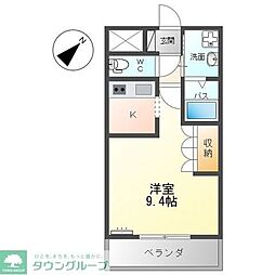 リヴェール 1Kの間取図画像