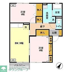 ビュークレストC 2DKの間取図画像