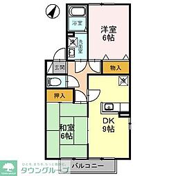 リビングタウン西浦B 2DKの間取図画像
