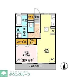 コージーネストB 1LDKの間取図画像