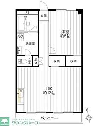 クローバーマンション 1LDKの間取図画像