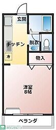 サンガーデンオキナA 1Kの間取図画像