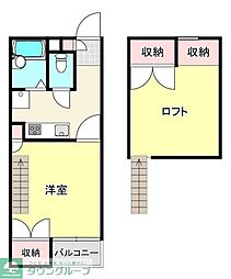 シャインズ2 1Kの間取図画像