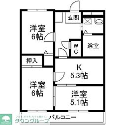 レジデンスイトウ 3DKの間取図画像