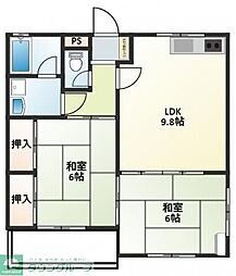 ヴィレッジ足門2 2LDKの間取図画像