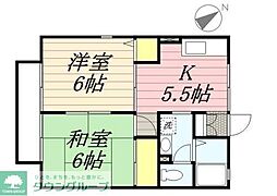 セジュール箕郷B 2DKの間取図画像
