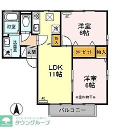 ヴィラ南雲B 2LDKの間取図画像