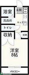 サウスタウン 1Kの間取図画像