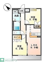 トレゾール・利 2LDKの間取図画像