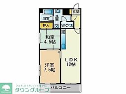 シャンボール日東プラザ 2LDKの間取図画像