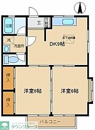 プリムローズハウス 2DKの間取図画像