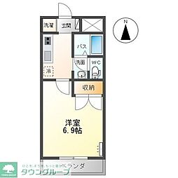 プチポワール 1Kの間取図画像