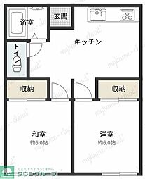 ビューパレーせしもB 2DKの間取図画像