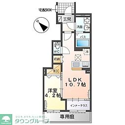 ジニアハイツ A 1LDKの間取図画像