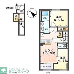 ジニアハイツ A 2LDKの間取図画像