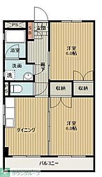 渡辺レジデンス 2DKの間取図画像