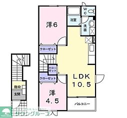 パークメゾン末広D 2LDKの間取図画像