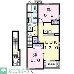 グレイスコートB 2LDKの間取図画像